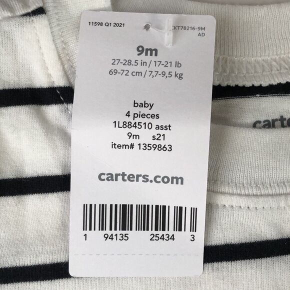 Carters Infant Striped Short Sleeve T-shirt Fire Truck Size 9 Months NWT - Picture 11 of 12